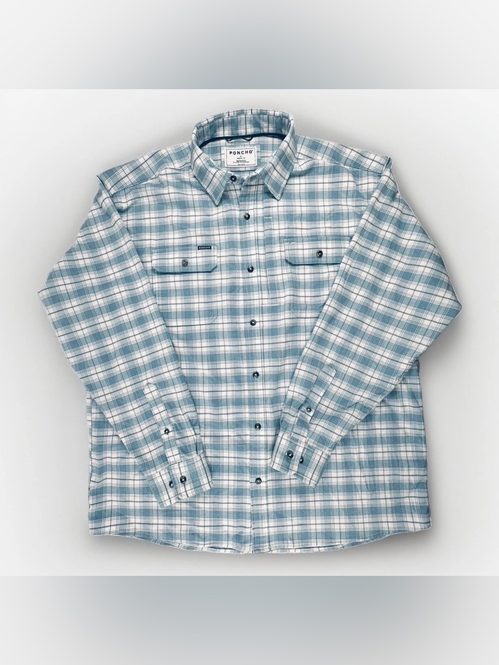 Poncho XL Plaid Flannel Shirt Magnetic Pockets Western Cowboy Outdoor Gorpcore